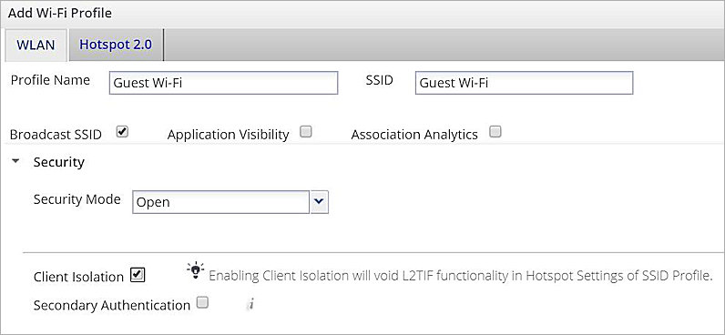 Add SSID Profile page in Wi-Fi Cloud Manage